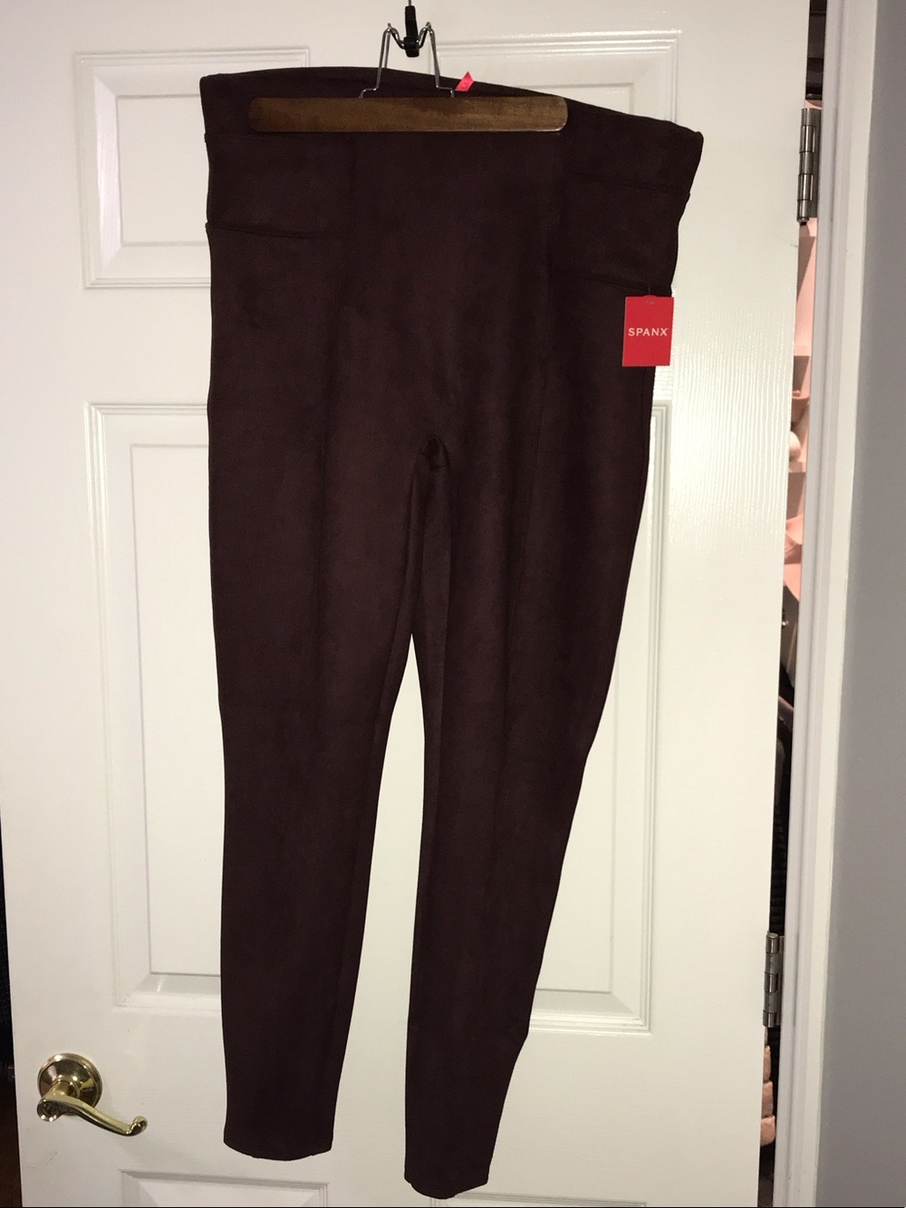 SPANX Women's Faux-Suede Leggings - Chocolate Brown